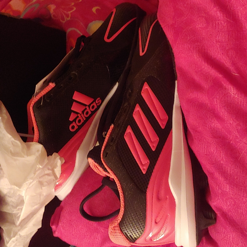 Adidas Pure Hustle Girls Baseball Cleats Size 2 Black and Pink